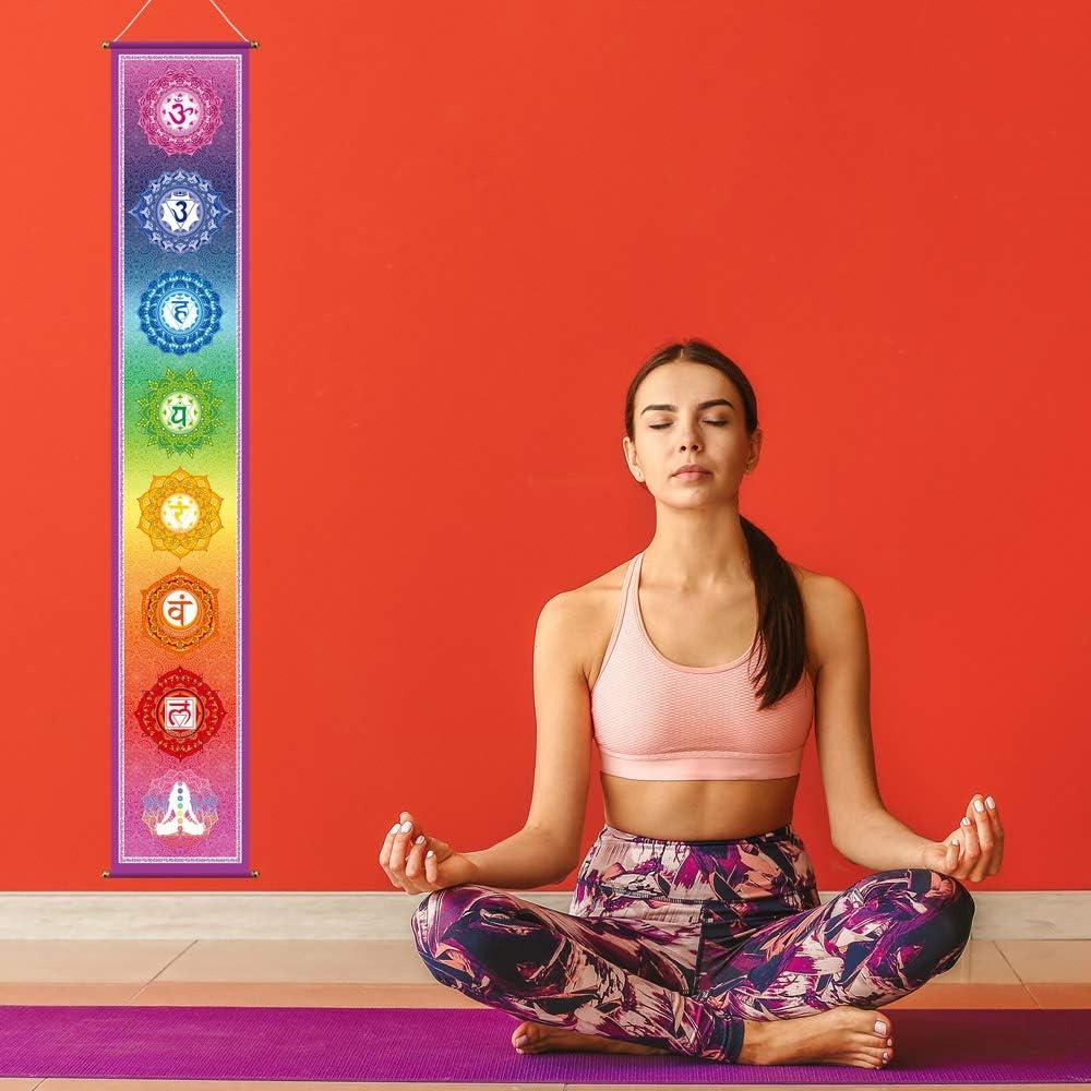Banner de Yoga Funnytree 30x180 cm Mandala 7 Chakras Decoración