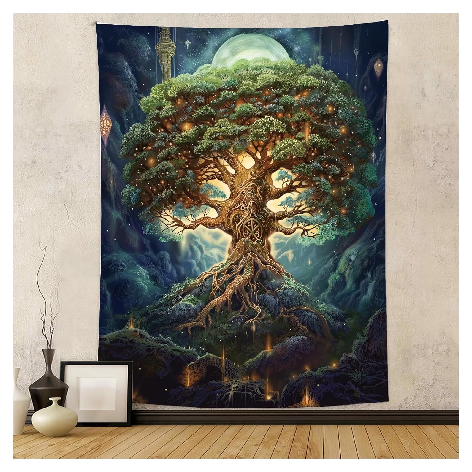 Tapiz del Árbol de la Vida Tapzen 101.6x76.2 cm Boho