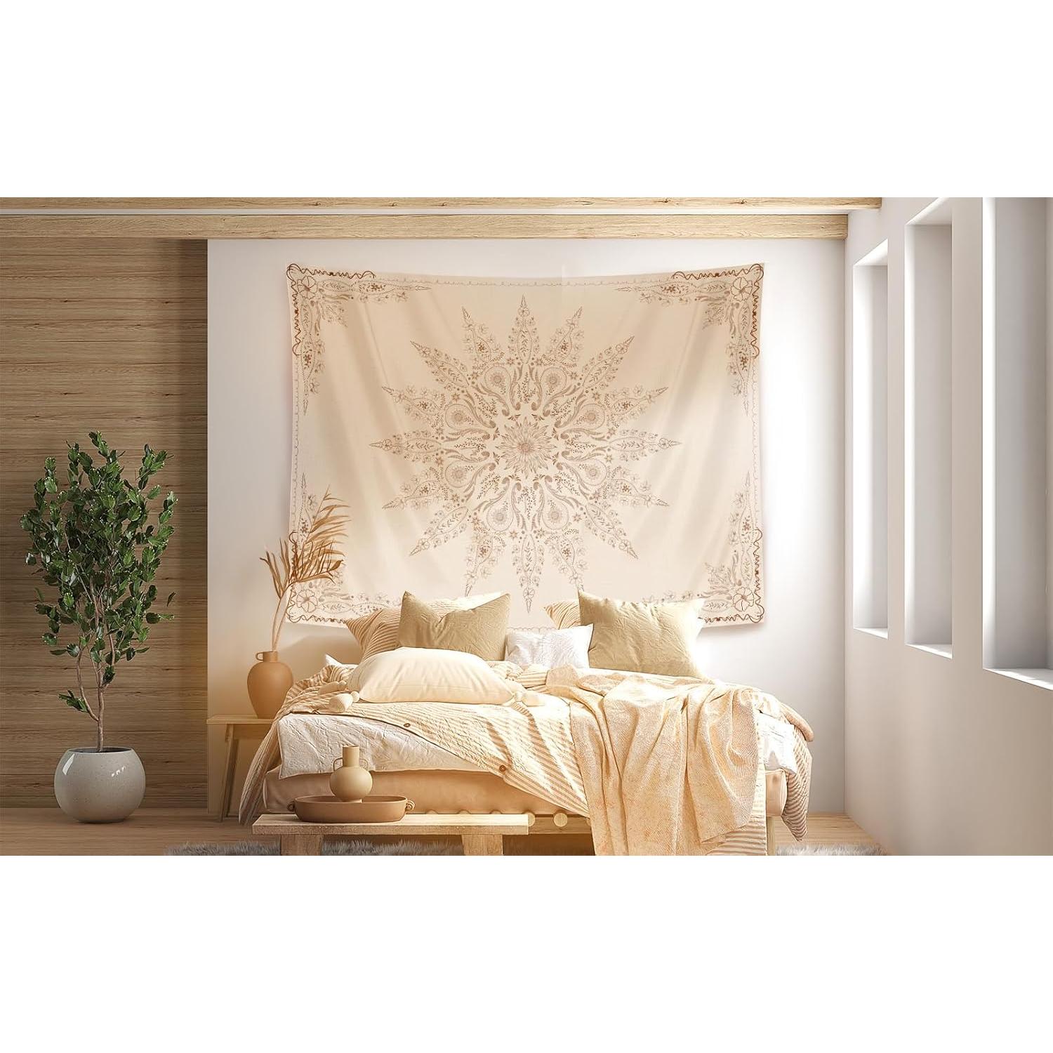 Tapiz de Pared Floral Damanse 119.4x88.4 cm Lino Boho