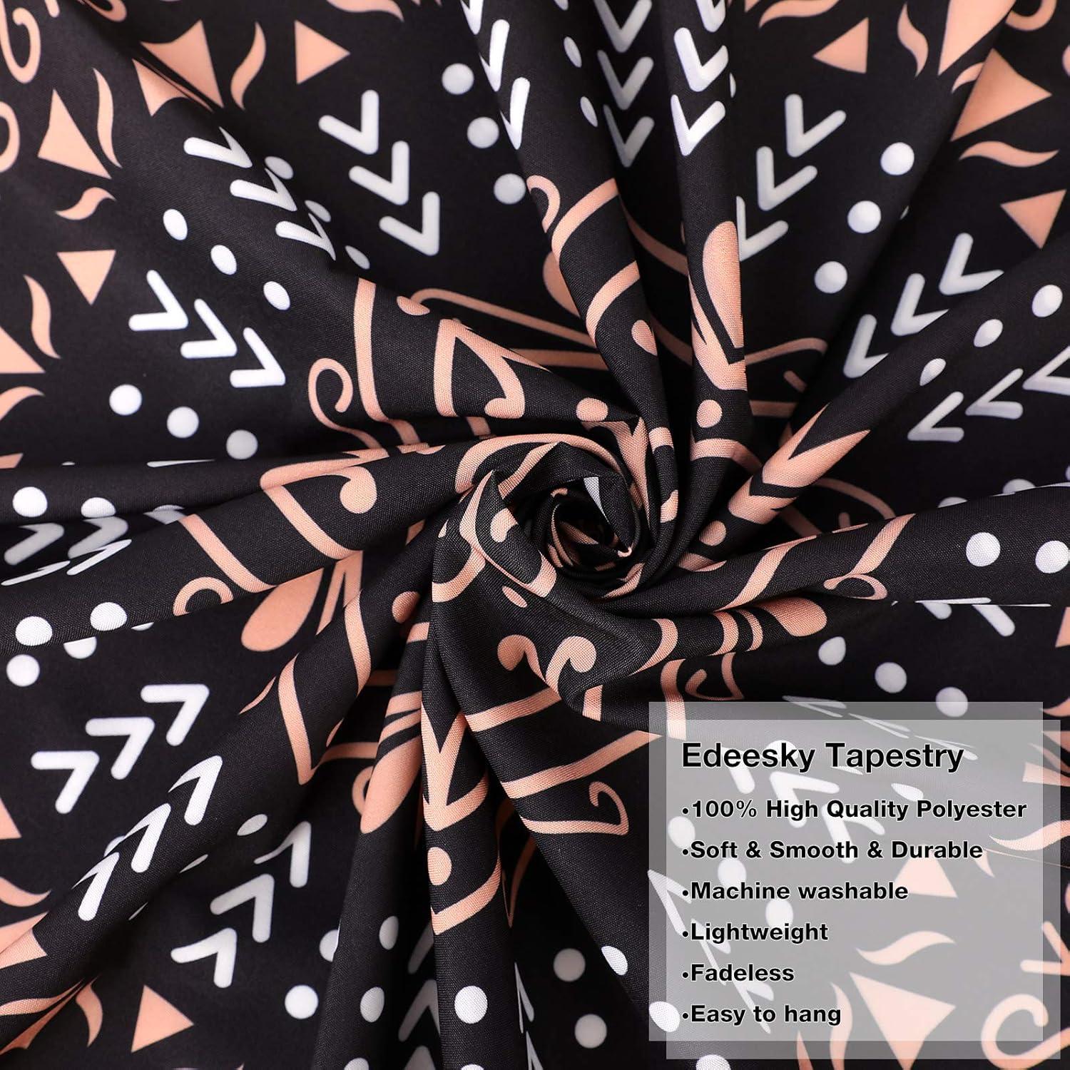 Tapiz Mandala Negro Edeesky 130x130 cm Decoración Bohemia