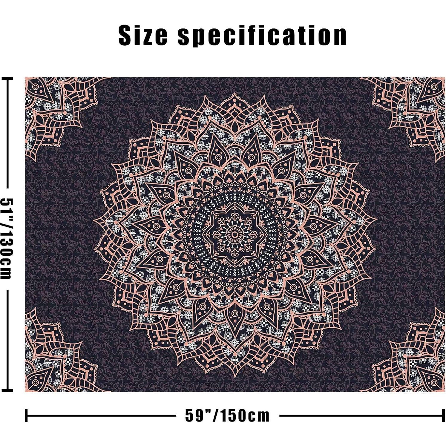 Tapiz Mandala Negro Edeesky 130x130 cm Decoración Bohemia