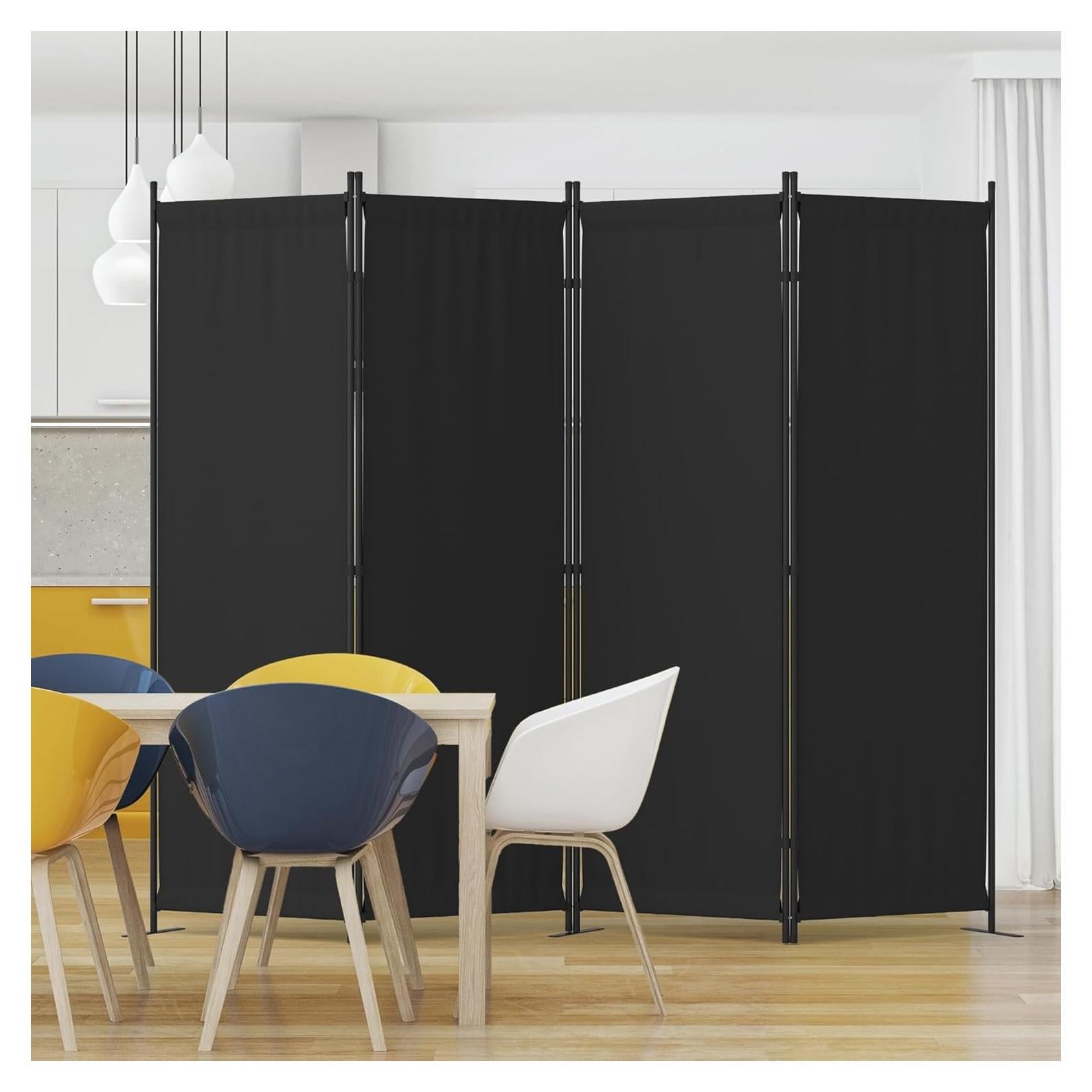 Divisor de habitación 4 paneles Kecreque negro 1.83m plegable