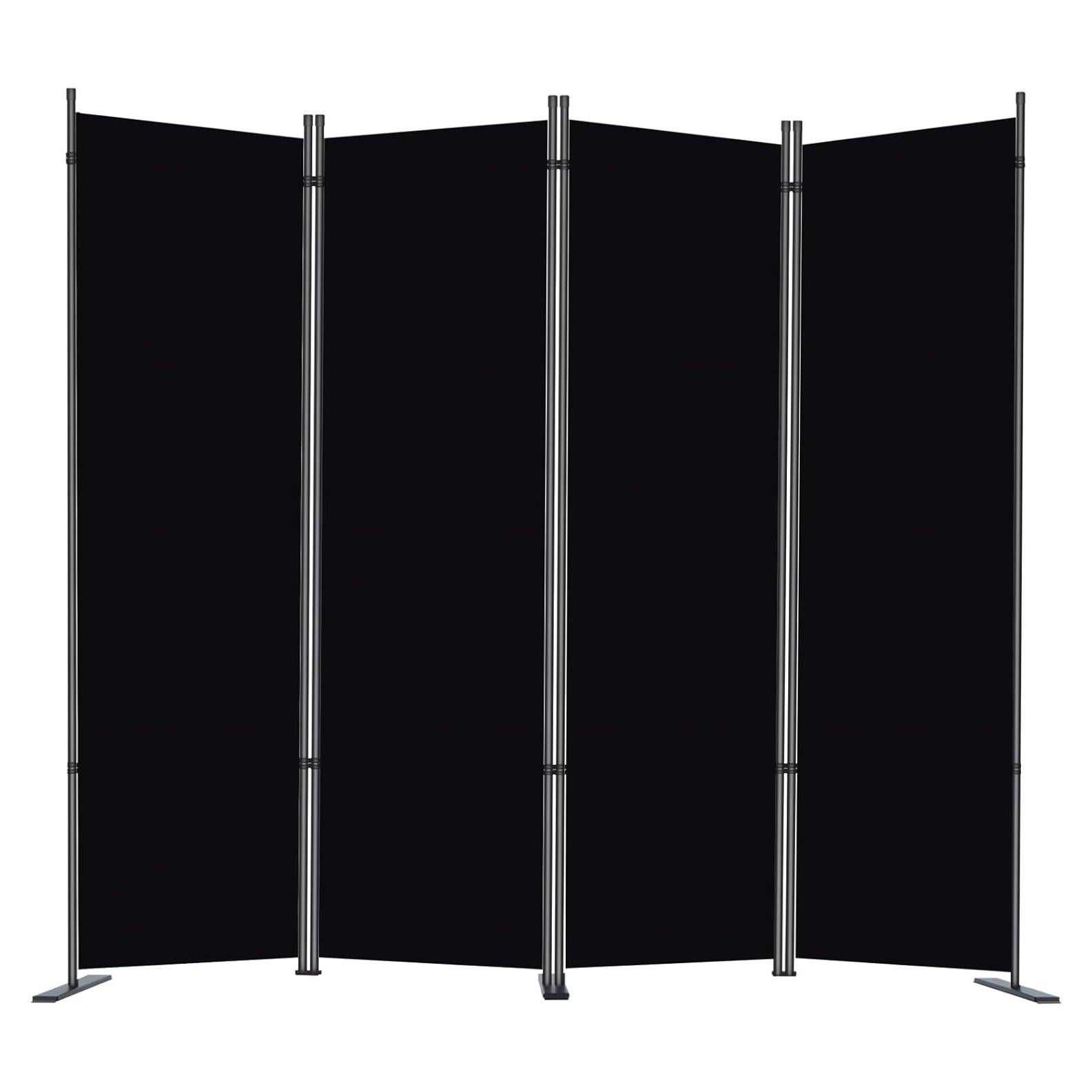 Separador de Habitaciones Rantila 4 Paneles Plegable Negro