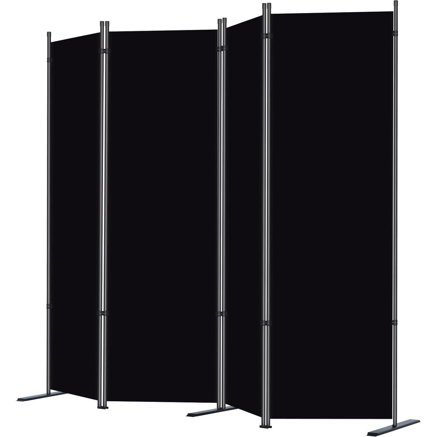 Separador de Habitaciones Rantila 4 Paneles Plegable Negro