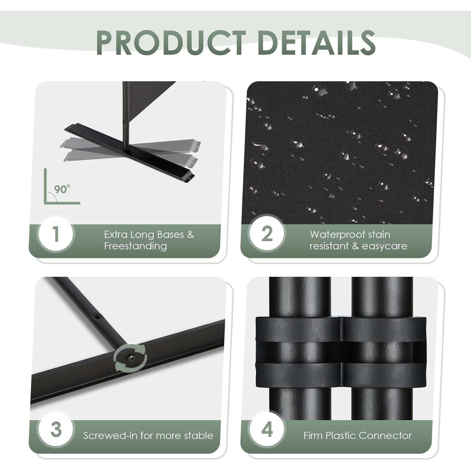 Separador de Habitaciones Rantila 4 Paneles Plegable Negro