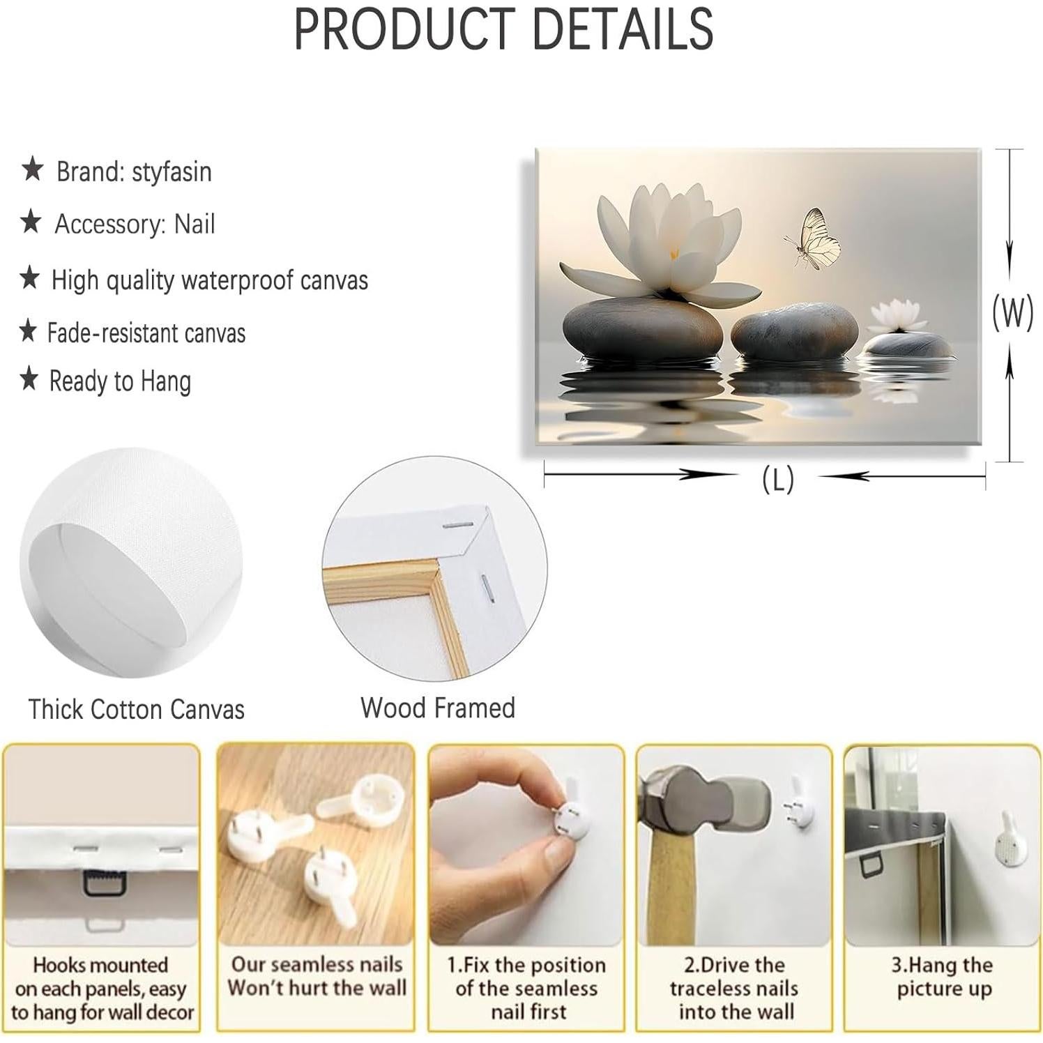 Arte de Pared Zen Lienzo Styfasin 40x30 cm Decoración Moderna