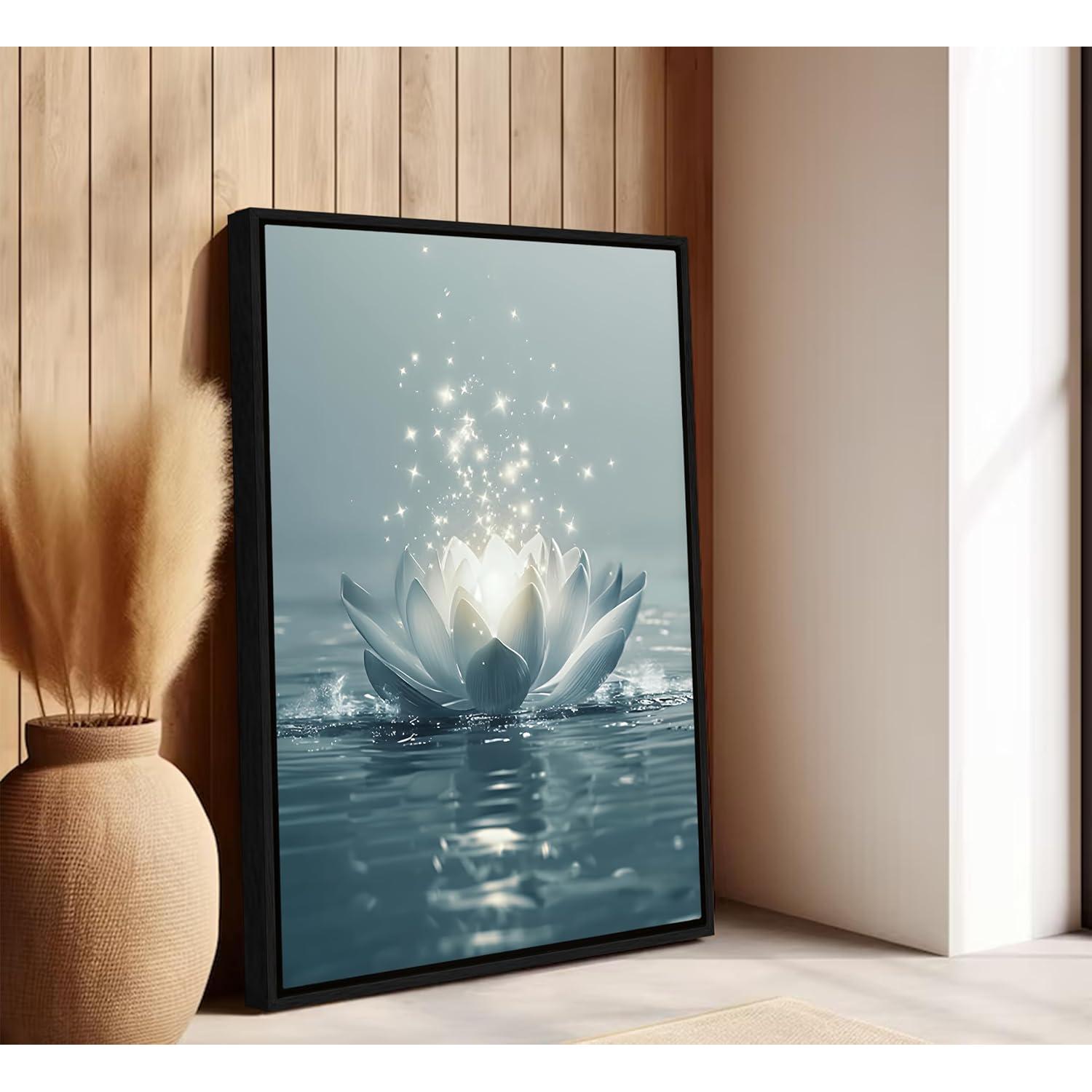 Trío de Arte de Pared Zen Loto en Lienzo Enmarcado 40x30cm