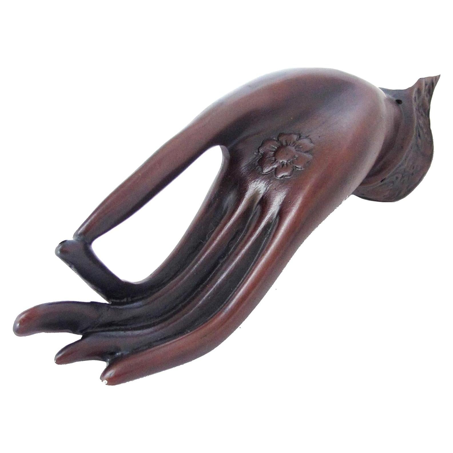 Escultura Mano de Buda Orquídea Azul 19 cm Resina Colgante