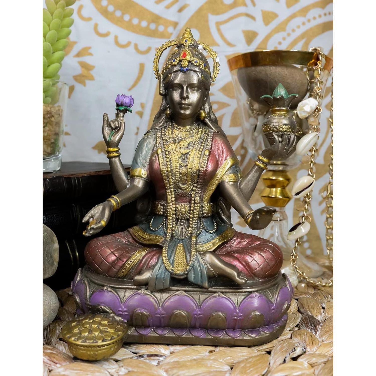Estatua Lakshmi Diosa Hindú de Riqueza 16.5 cm Decorativa