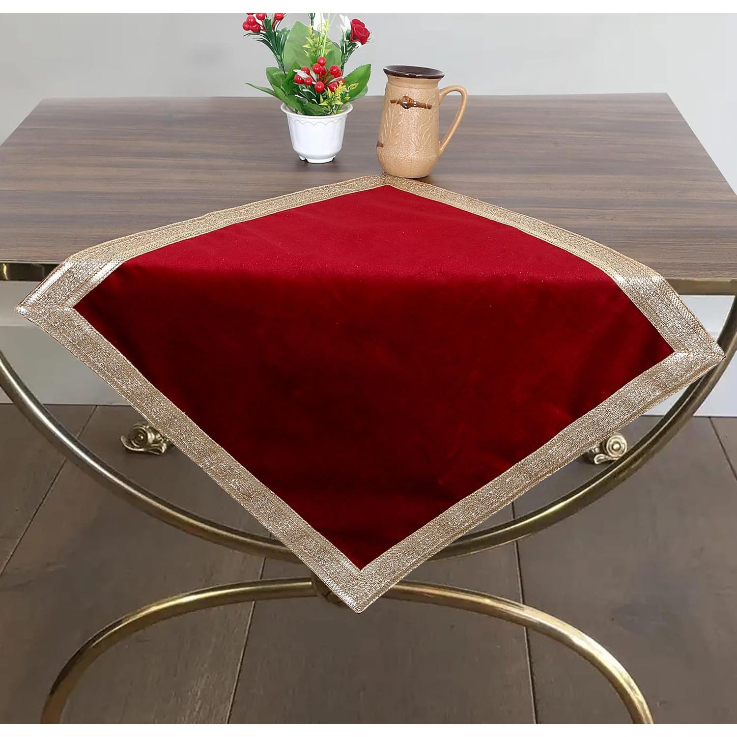 Mantel Cuadrado de Terciopelo Rojo Indian Consigners 61x61 cm
