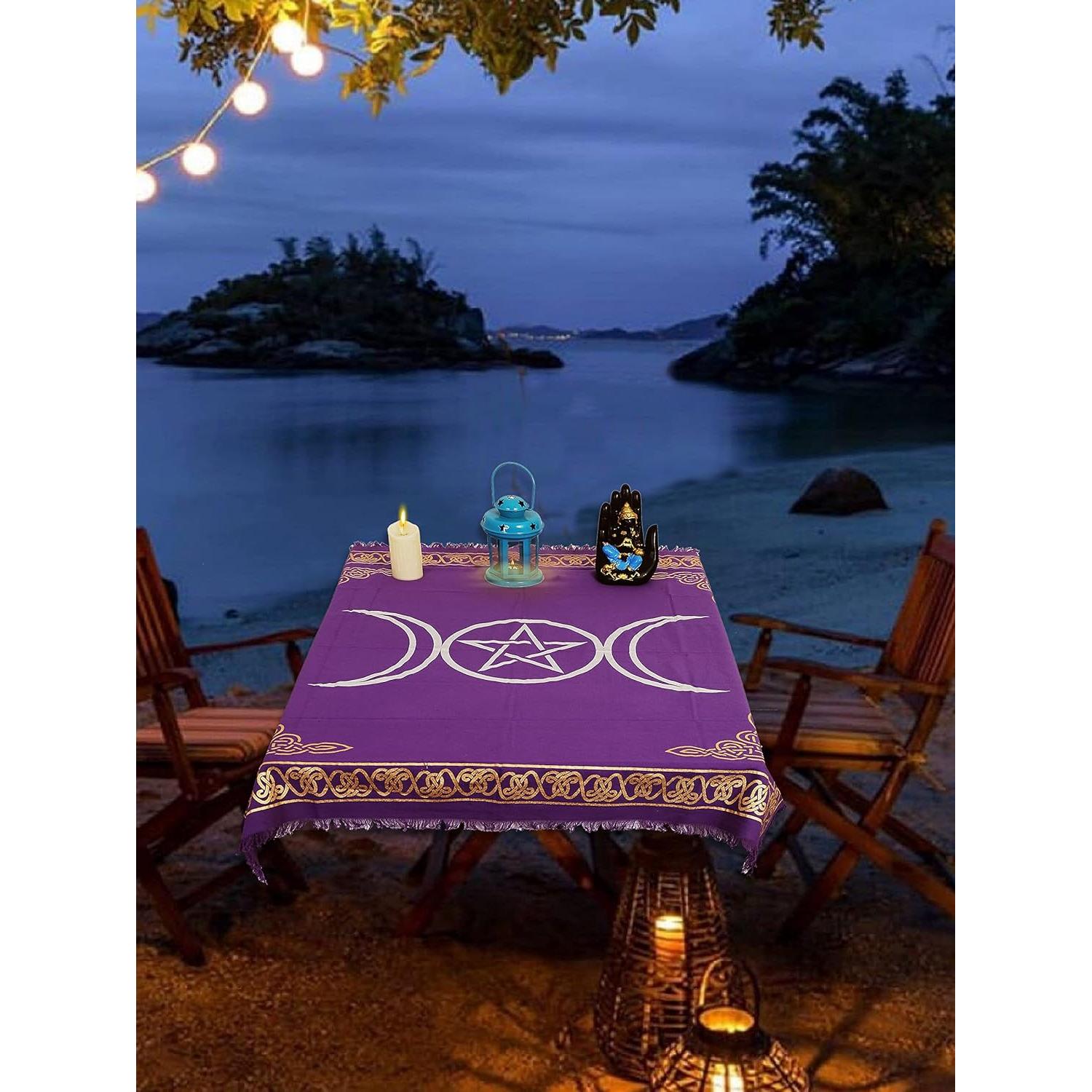 Tela de Altar Cuadrada 61x61cm Algodón Oro Plata Indian Consigners