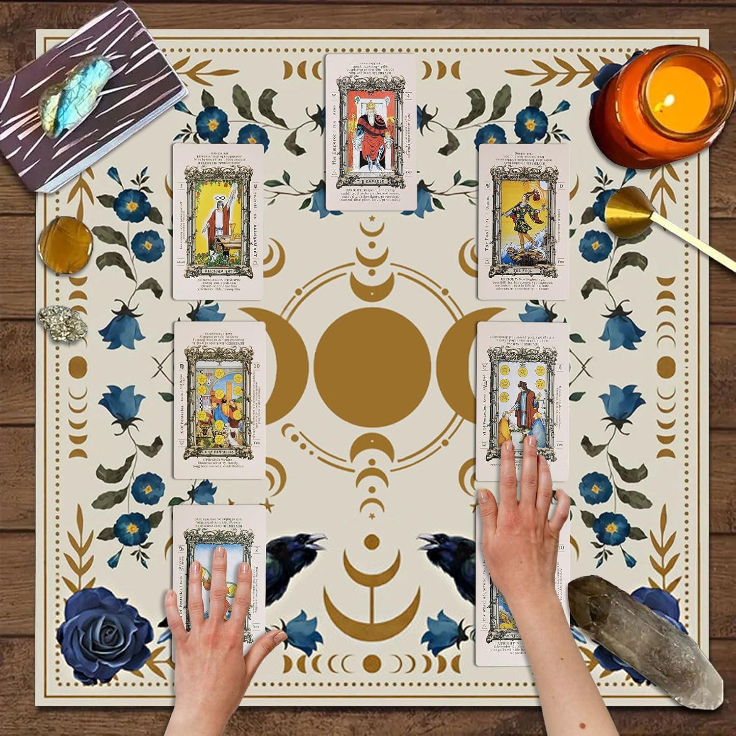 Tela de Altar de Tarot Knana - Alfombrilla de Lectura 75x75cm