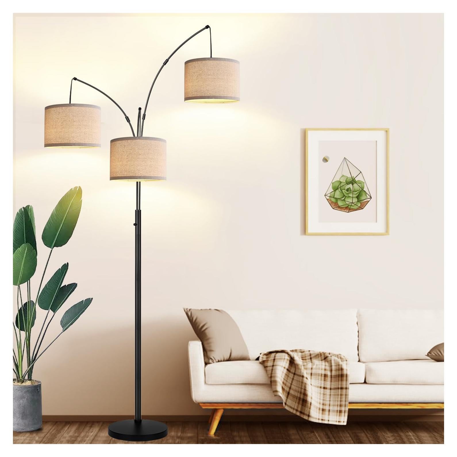 Lámpara de Pie Regulable Nintiue 203cm 3 Luces LED 1000LM