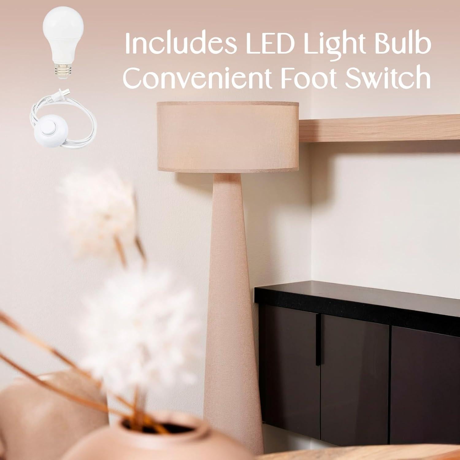 Lámpara de Pie Branch & Wick 150 cm Tela Beige LED Taupe