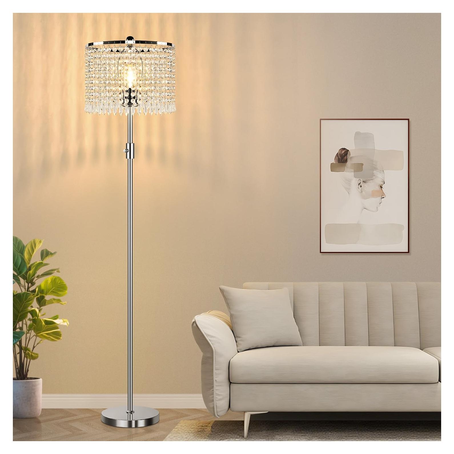 Lámpara de Piso Regulable Yemela Plateada con Bombilla LED 1000LM