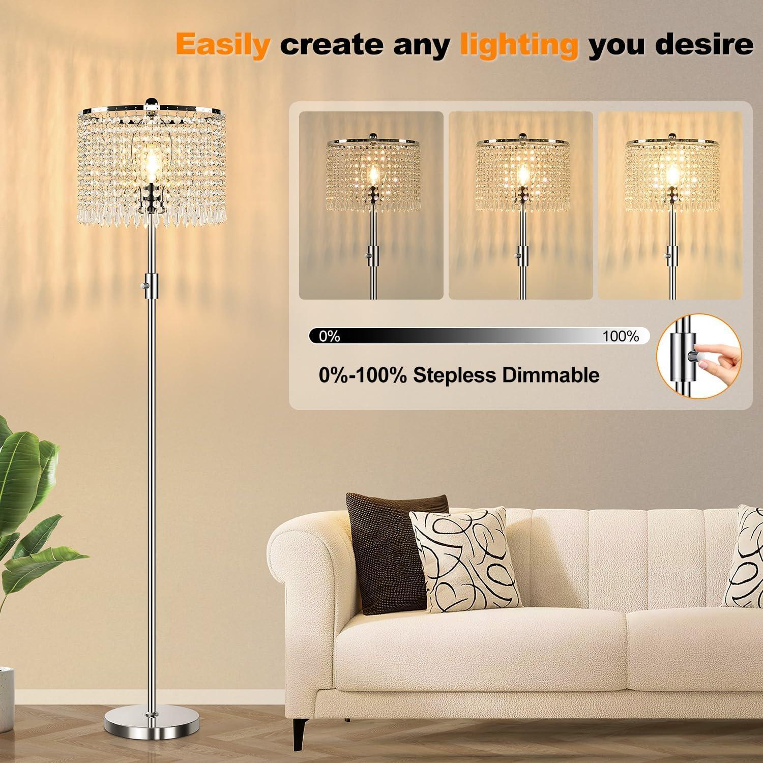 Lámpara de Piso Regulable Yemela Plateada con Bombilla LED 1000LM