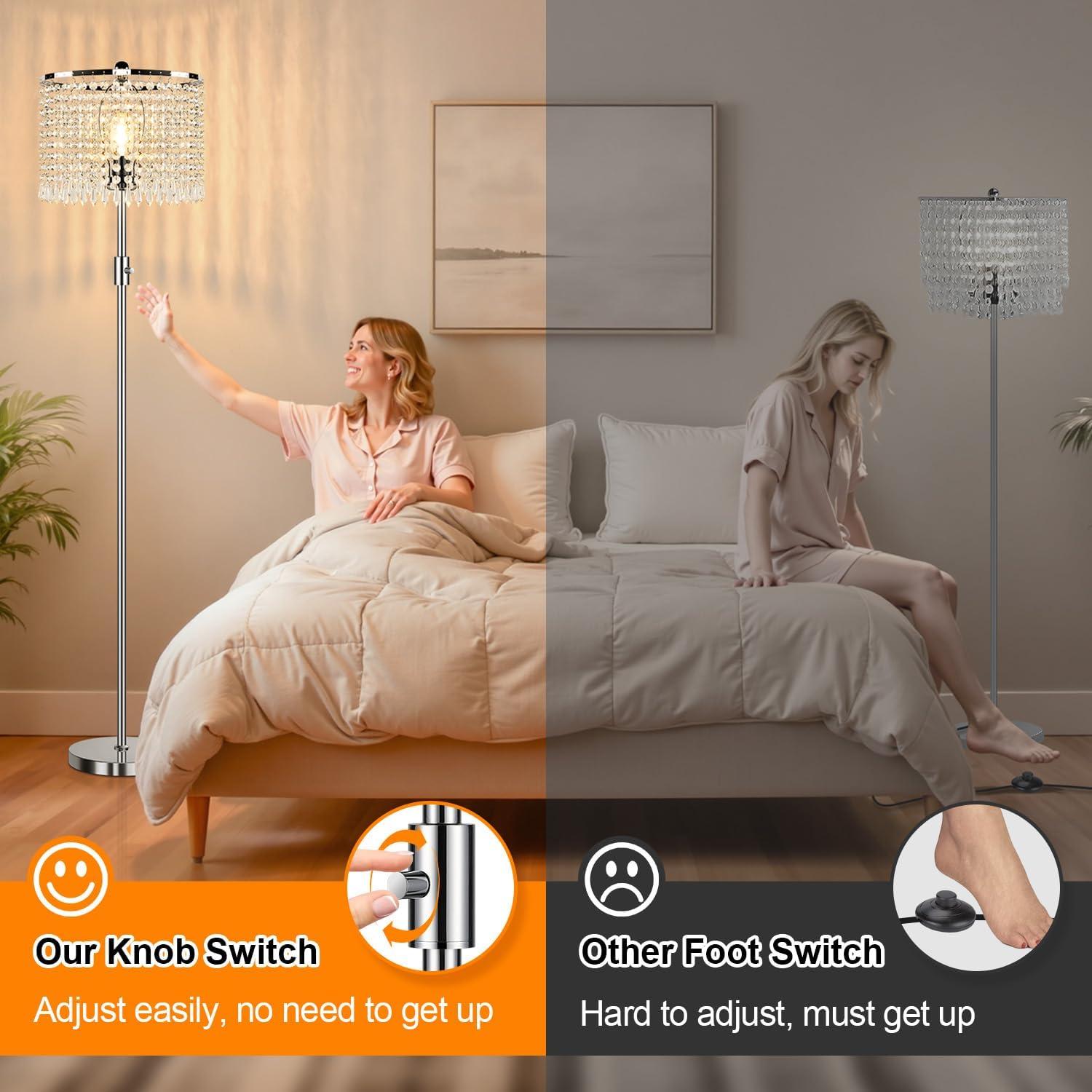 Lámpara de Piso Regulable Yemela Plateada con Bombilla LED 1000LM