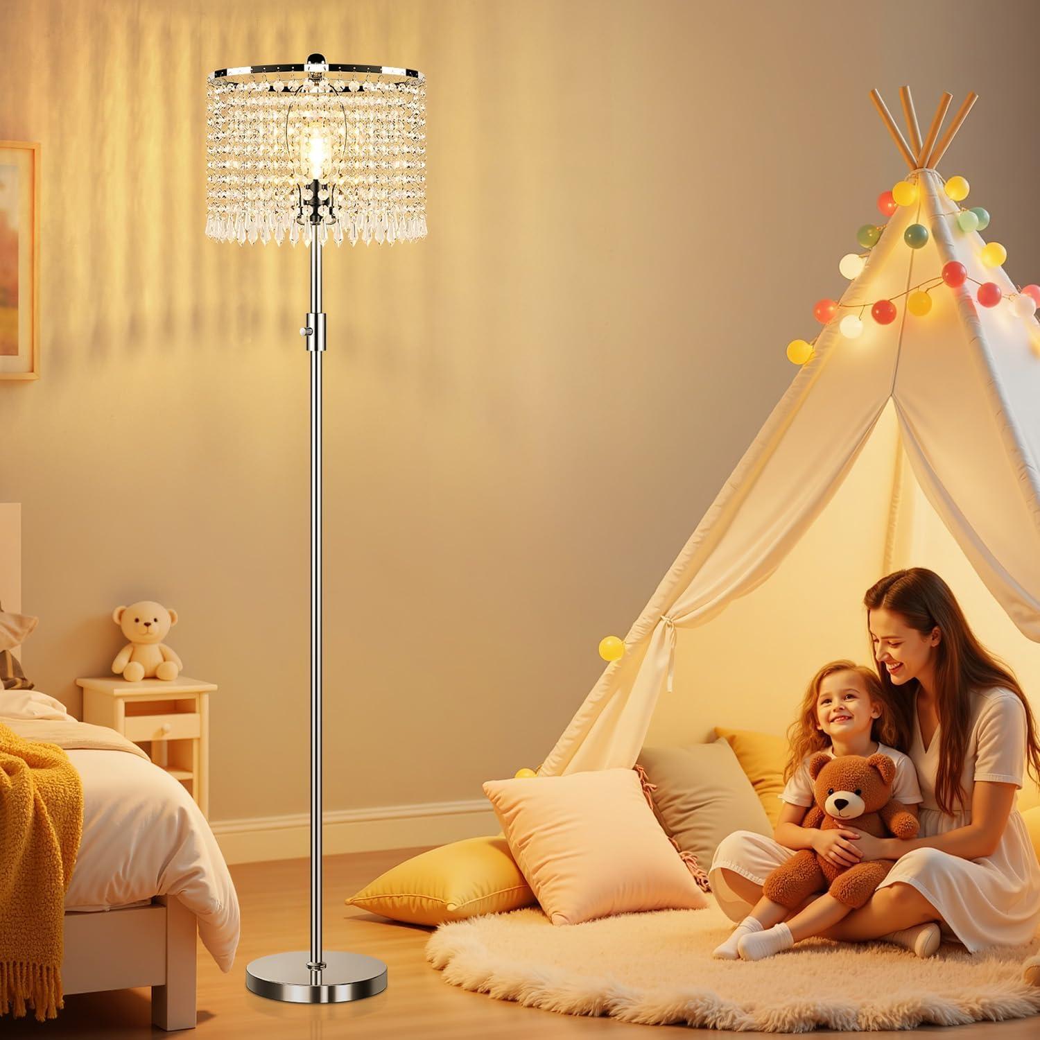 Lámpara de Piso Regulable Yemela Plateada con Bombilla LED 1000LM