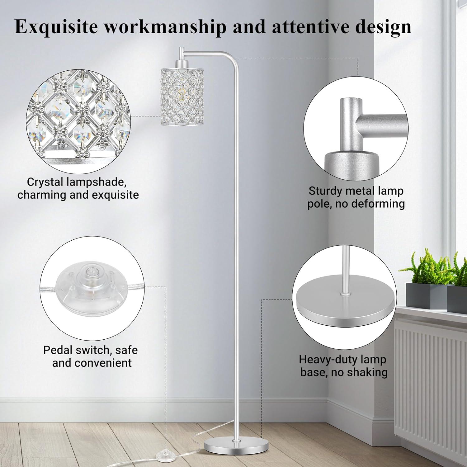 Lámpara de Pie Moderna Qimh 170 cm con Pantalla de Cristal