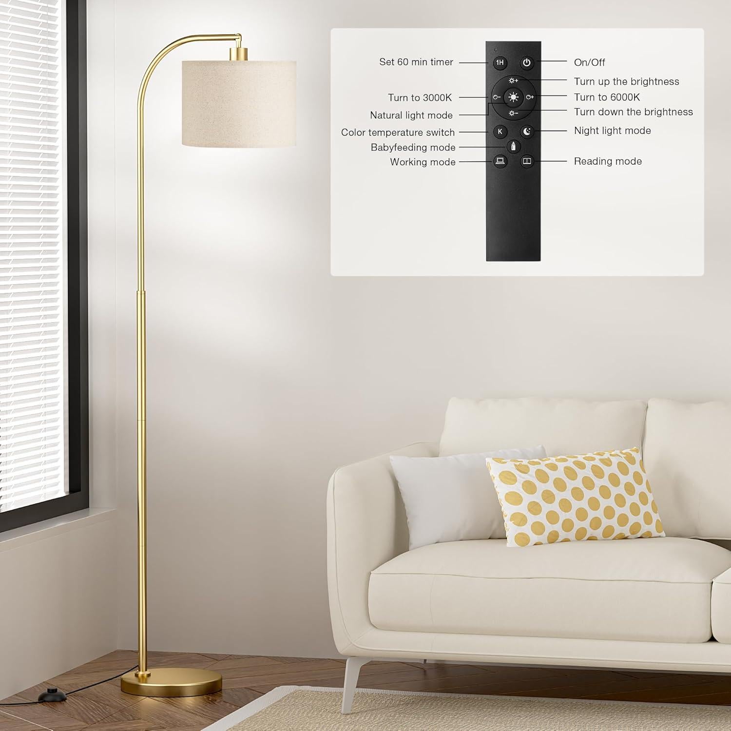 Lámpara de Pie Ambimall RPT-QZB40401 con Control Remoto 160cm