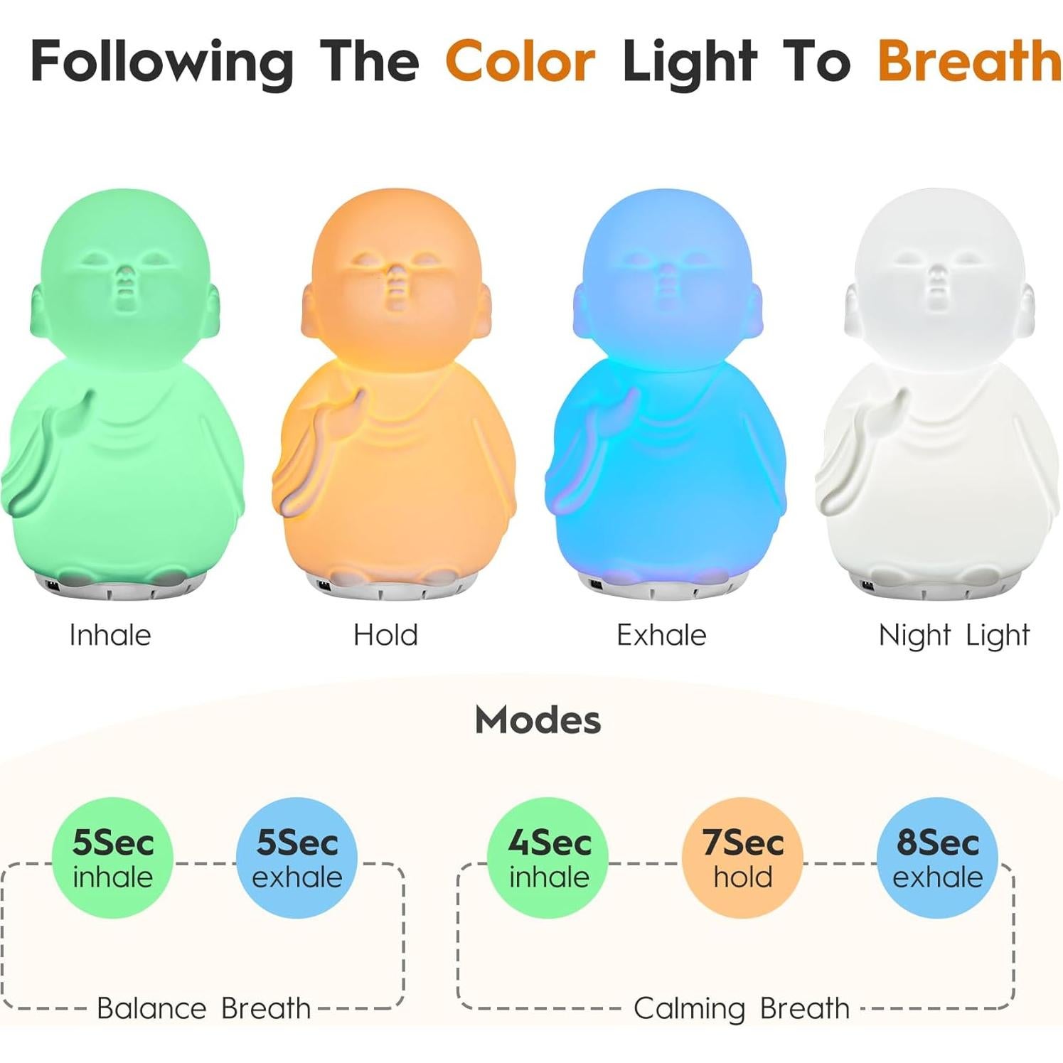Luz de Respiración Guiada H-OMMEASSY para Meditación y Relajación