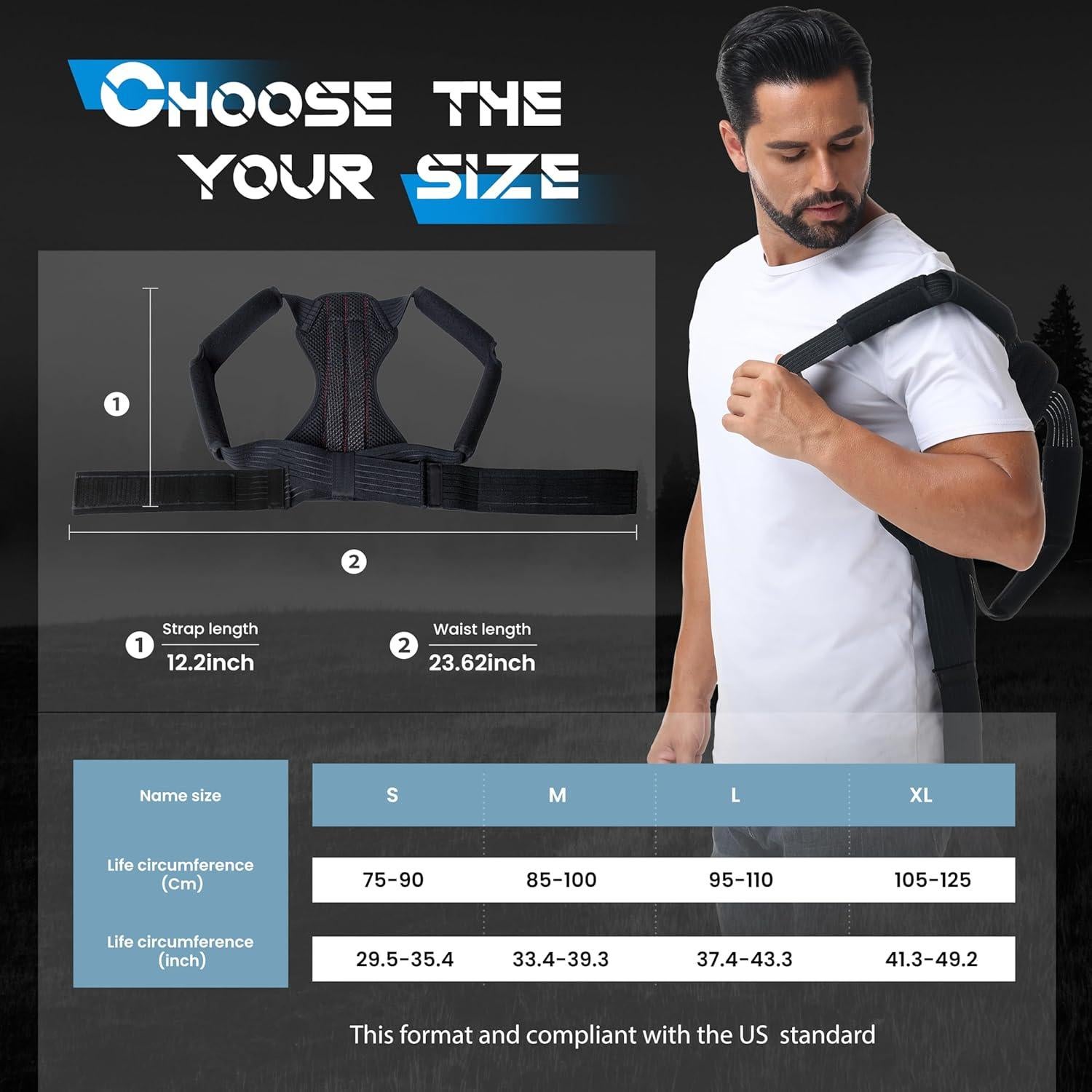 Corrector de Postura Luckela Faja Ajustable Alivio Espalda