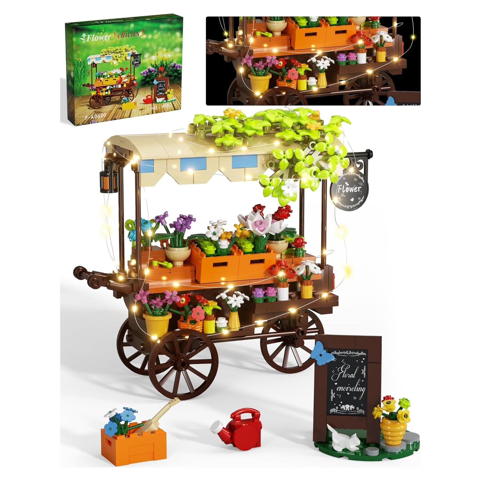 Juego de Construcción Carrito de Flores Muiurple con LED