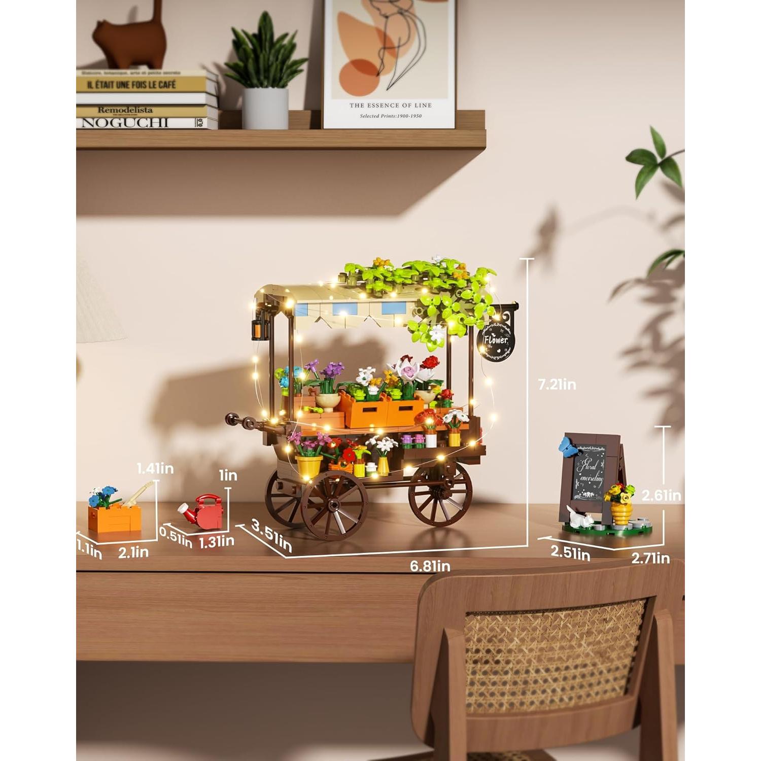 Juego de Construcción Carrito de Flores Muiurple con LED