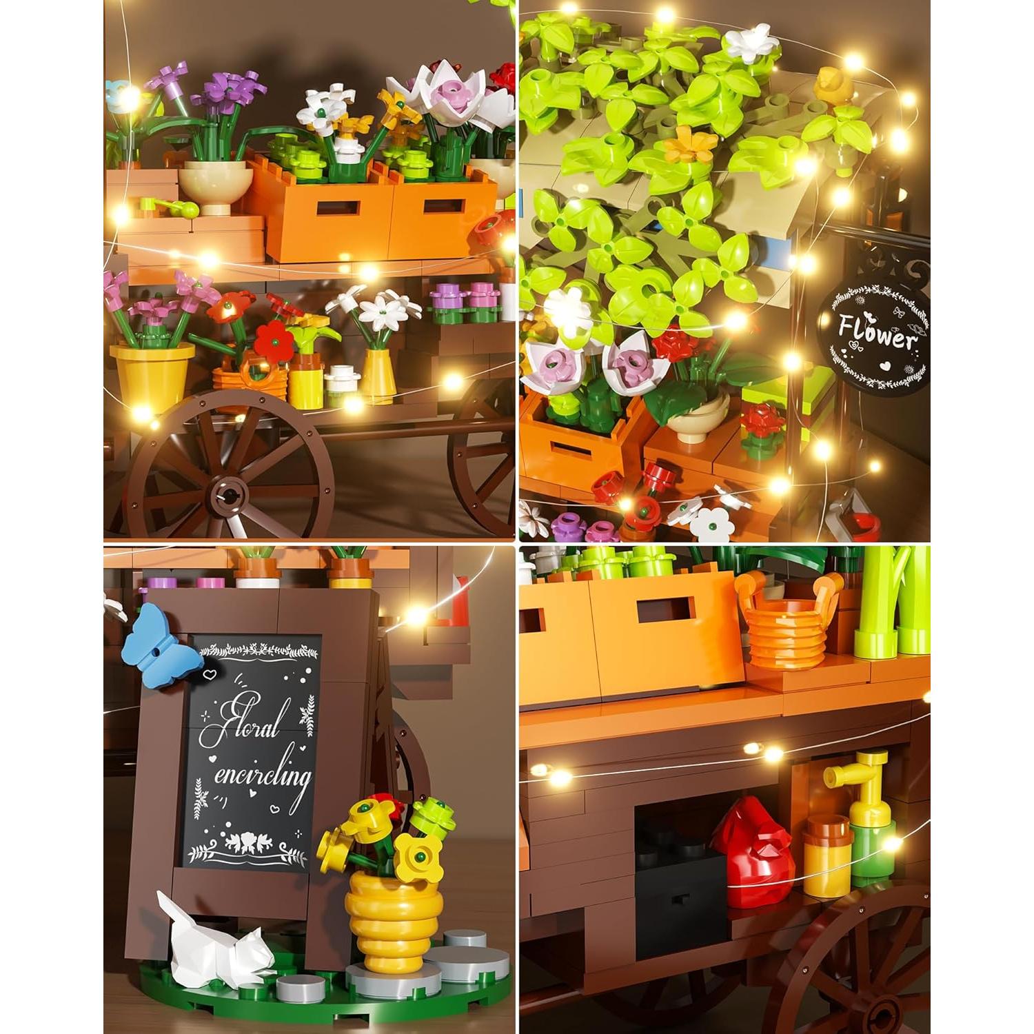 Juego de Construcción Carrito de Flores Muiurple con LED
