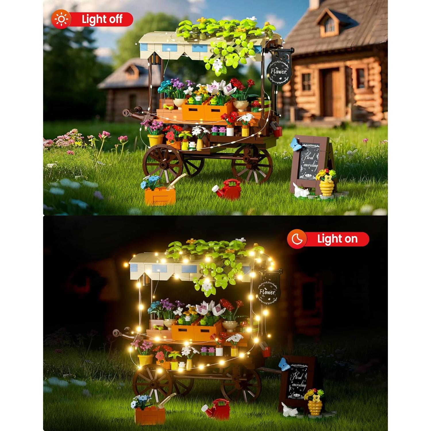 Juego de Construcción Carrito de Flores Muiurple con LED