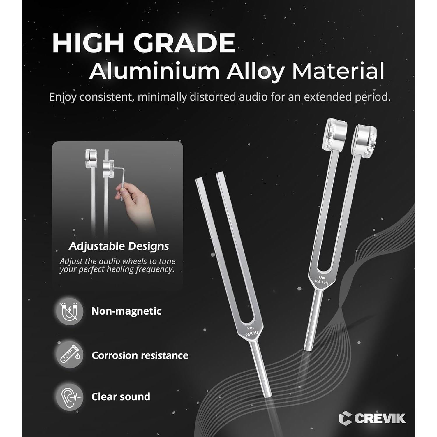 Juego de Diapasones CREVIK para Sanación Sonora - 4 Tonos