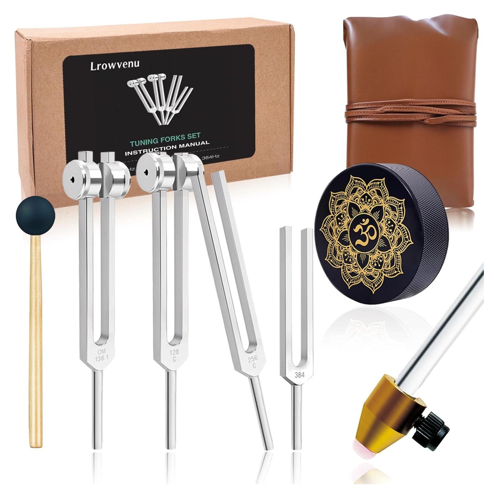 Juego de Diapasones de Sanación Lrowvenu 4 Frecuencias