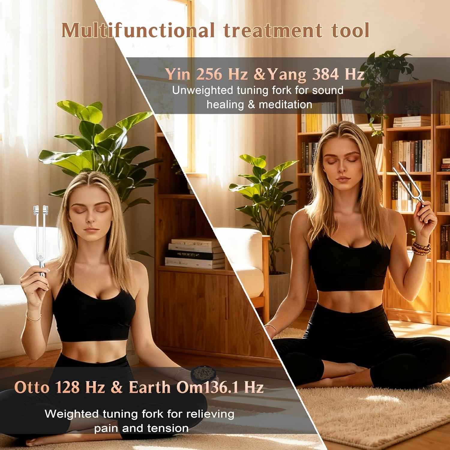 Juego de Diapasones de Sanación Lrowvenu 4 Frecuencias