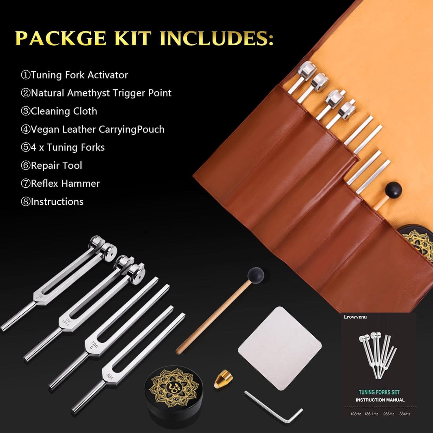 Juego de Diapasones de Sanación Lrowvenu 4 Frecuencias