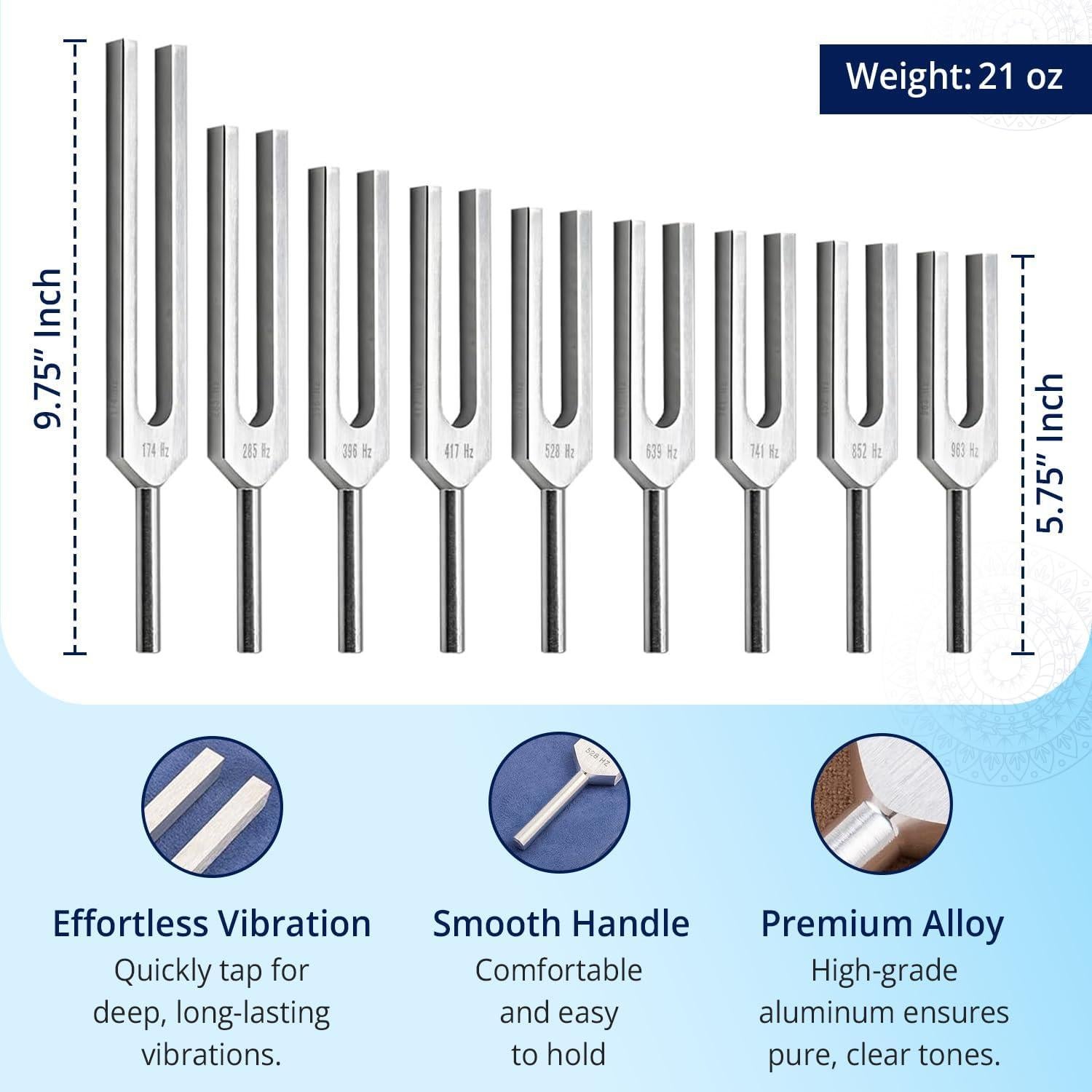 Juego de Tenores Solfeggio 9 Piezas Aluminio para Sanación
