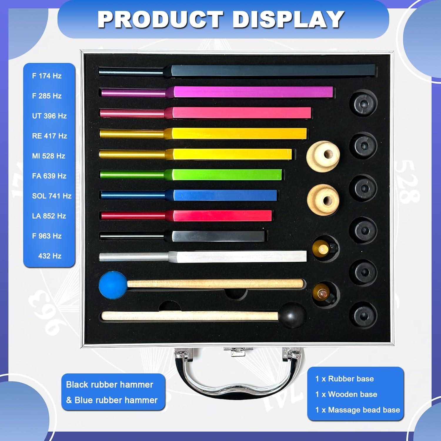 Juego de Diapasones Solfeggio Multicolor - 10 Frecuencias