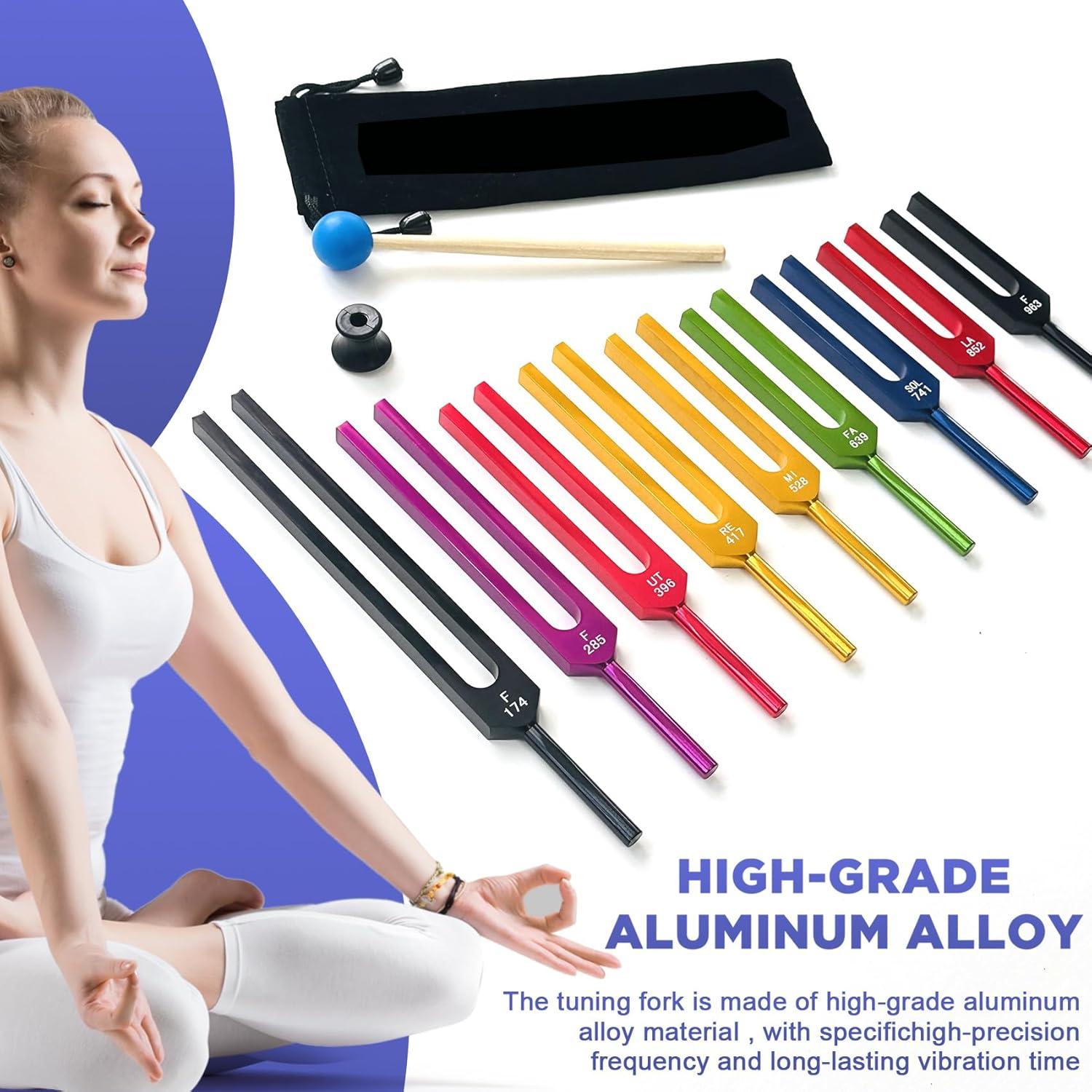 Juego de Diapasones Solfeggio Multicolor - 10 Frecuencias