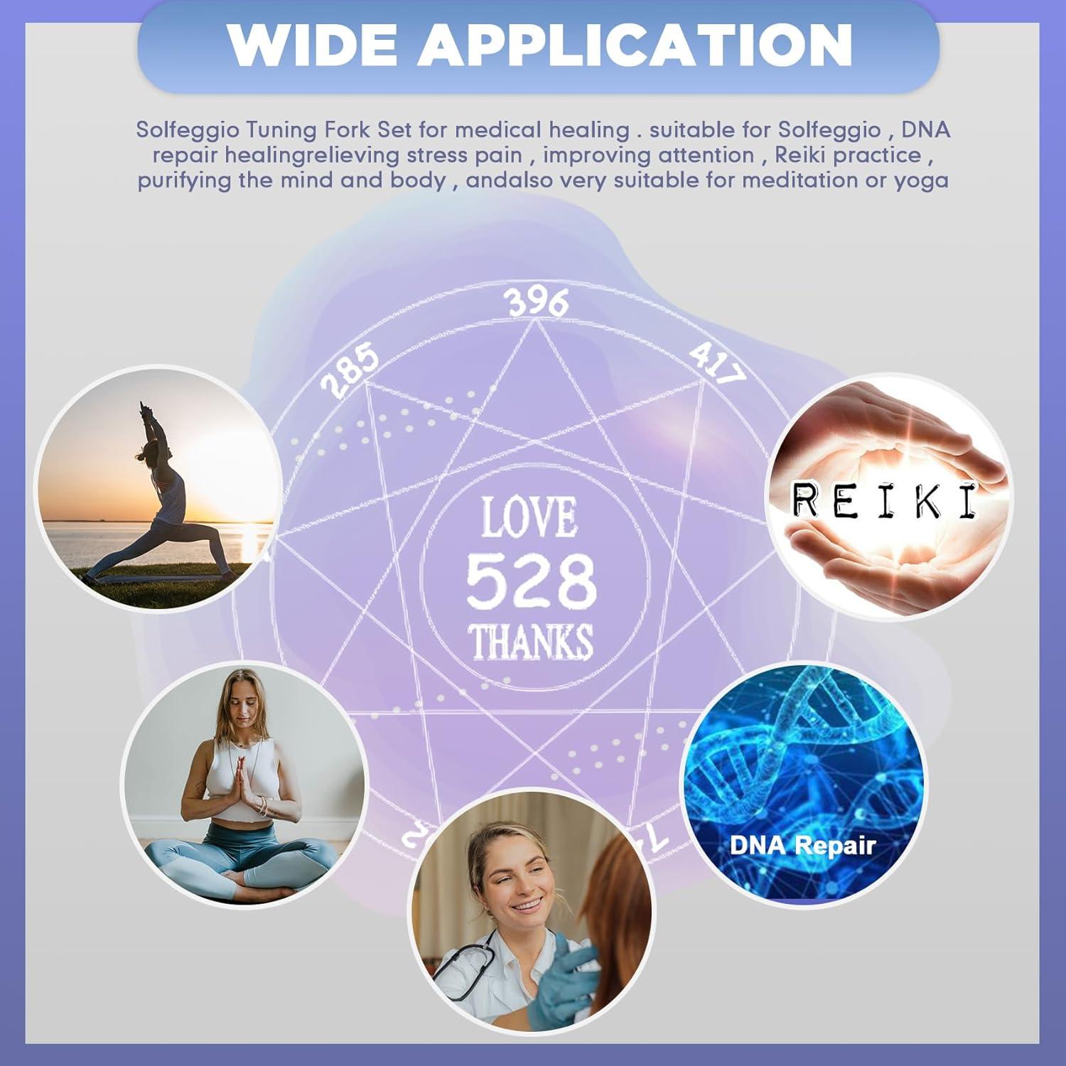 Juego de Diapasones Solfeggio Multicolor - 10 Frecuencias