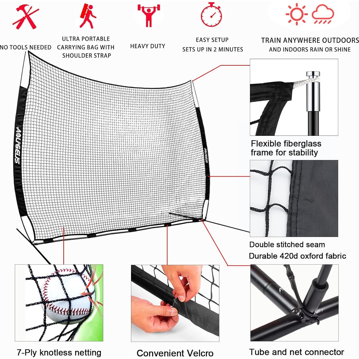 Red de Barrera Deportiva AOLIGEIJS 12x9ft para Béisbol y Fútbol