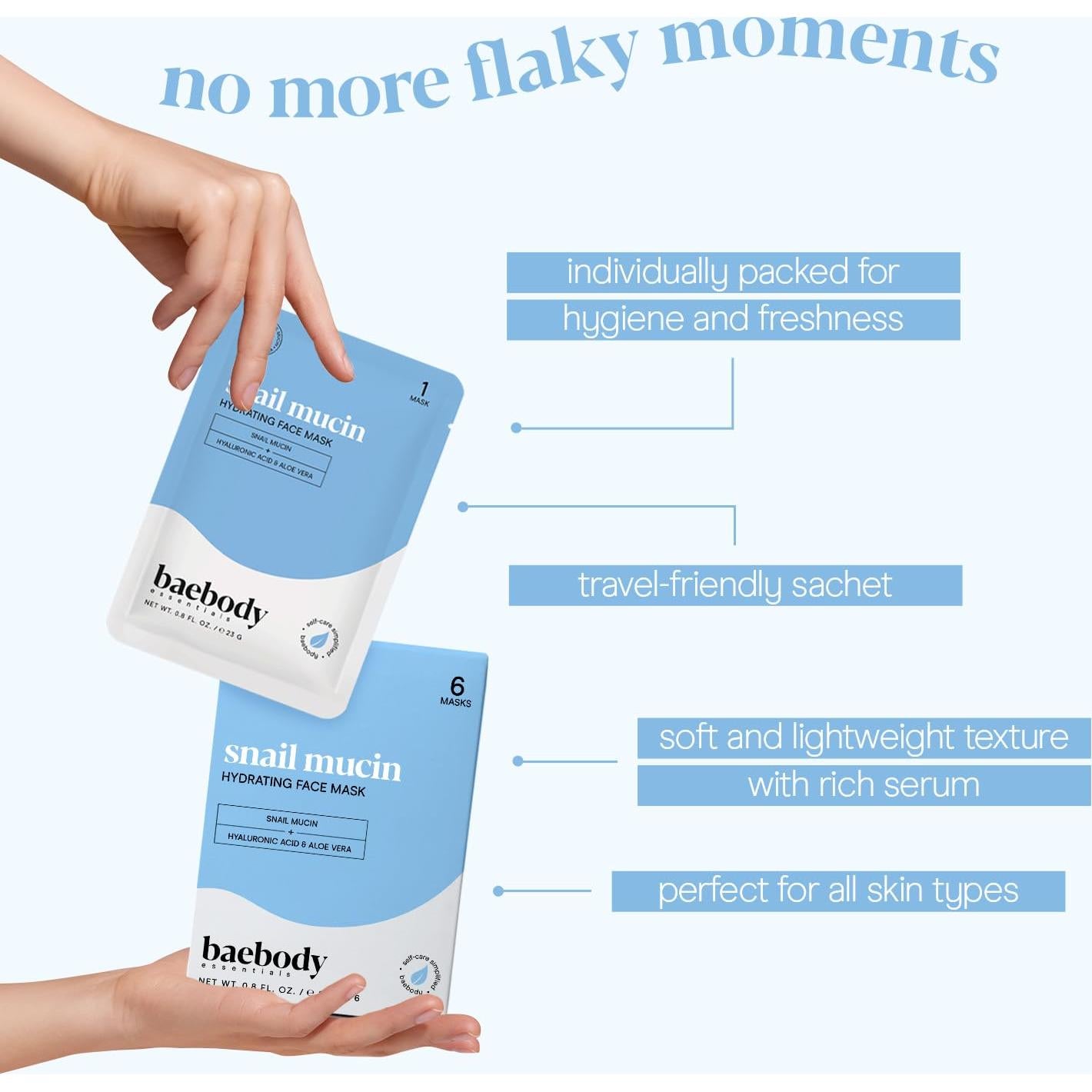 Mascarilla Facial Baebody 6 Pcs Hidratante Antienvejecimiento