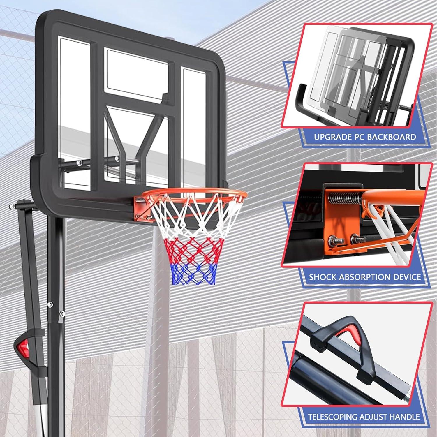 Aro de Baloncesto Portátil FAHKNS Ajustable 1.68-3.05m 44"