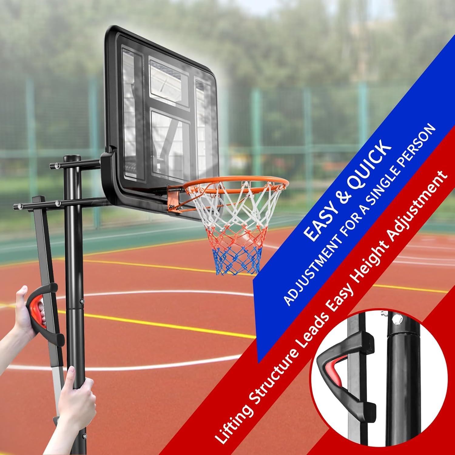 Aro de Baloncesto Portátil FAHKNS Ajustable 1.68-3.05m 44"