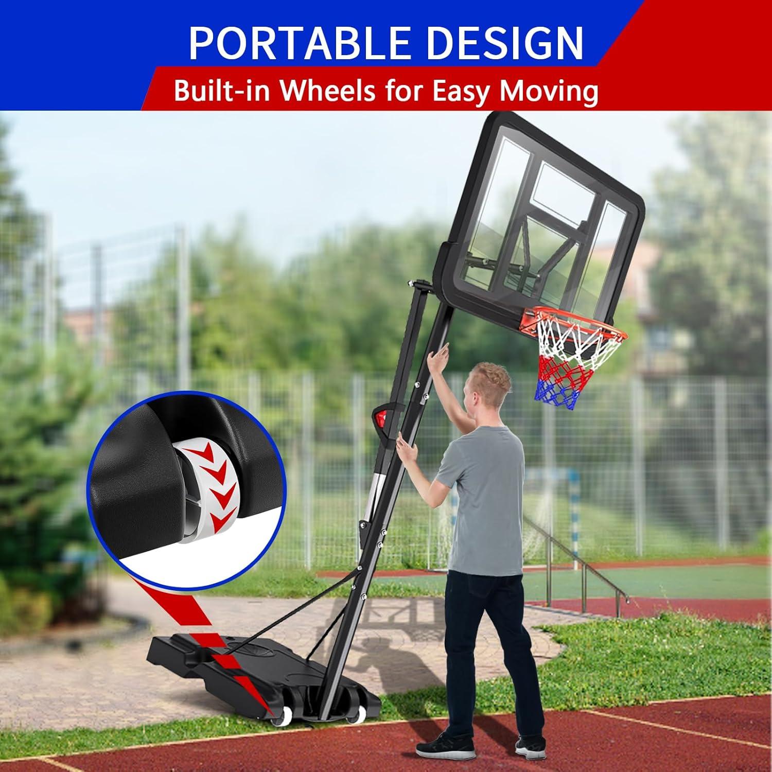 Aro de Baloncesto Portátil FAHKNS Ajustable 1.68-3.05m 44"