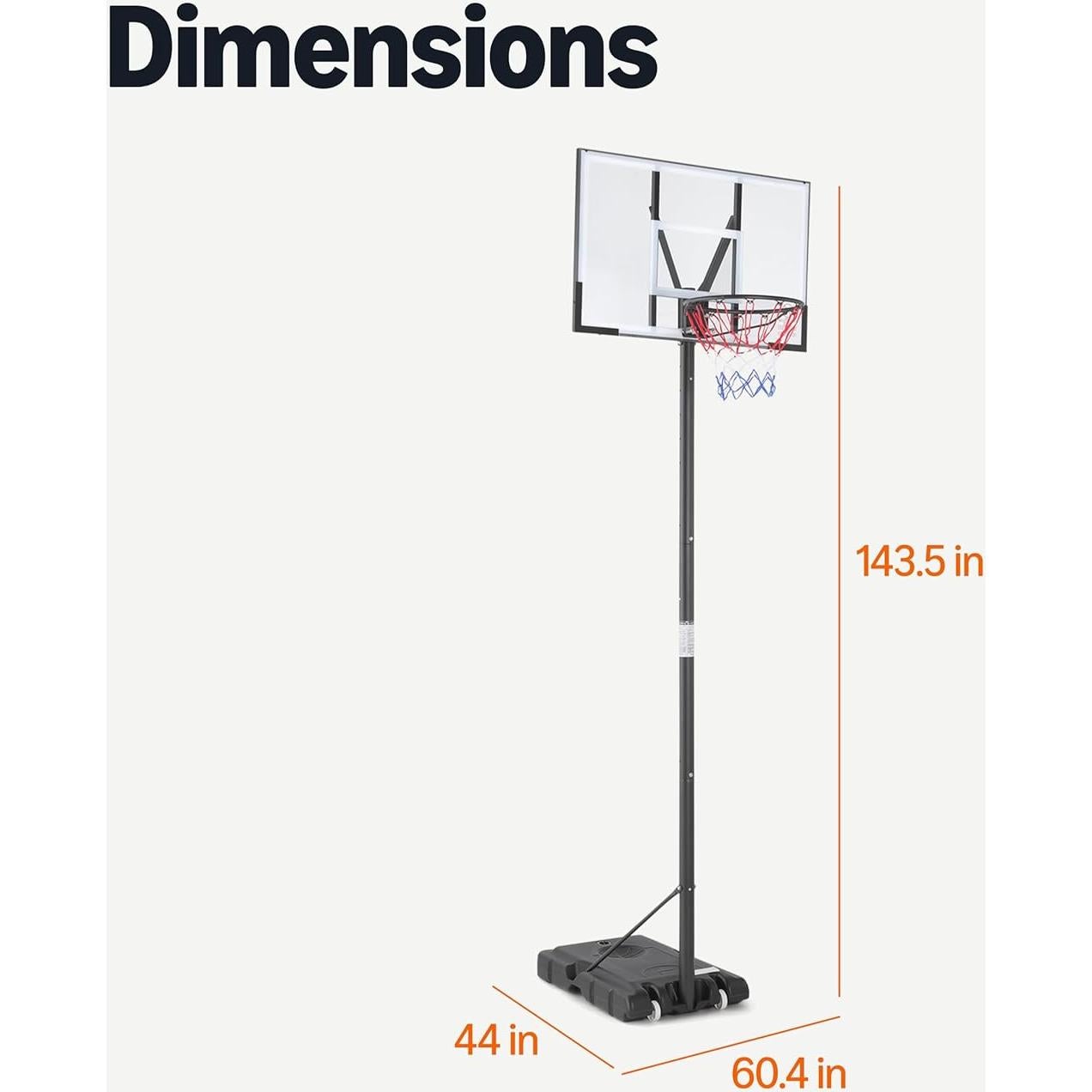Canasta de Baloncesto Portátil Amazon Basics Ajustable 1.44-3.05m