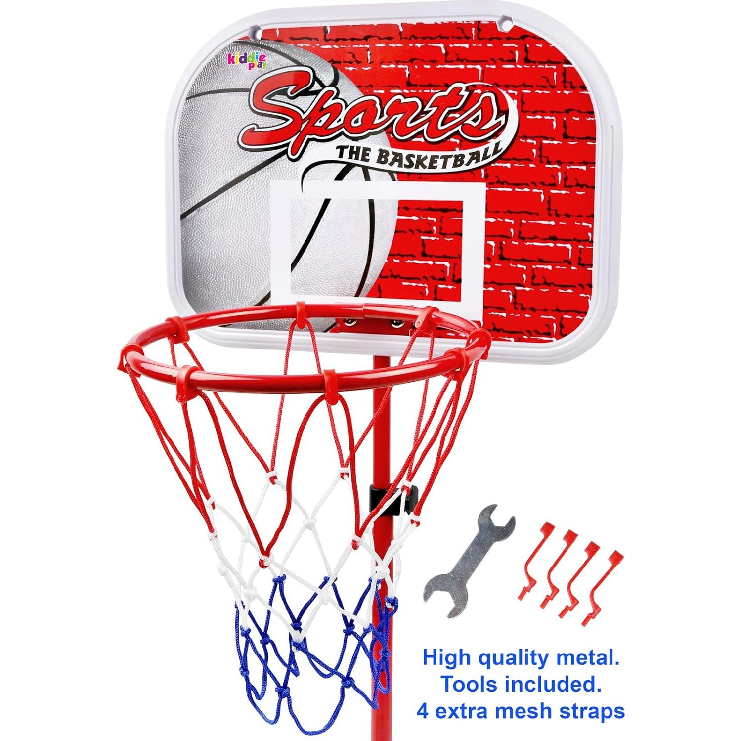 Aro de Baloncesto Kiddie Play Ajustable 0.61-1.22m con 3 Pelotas