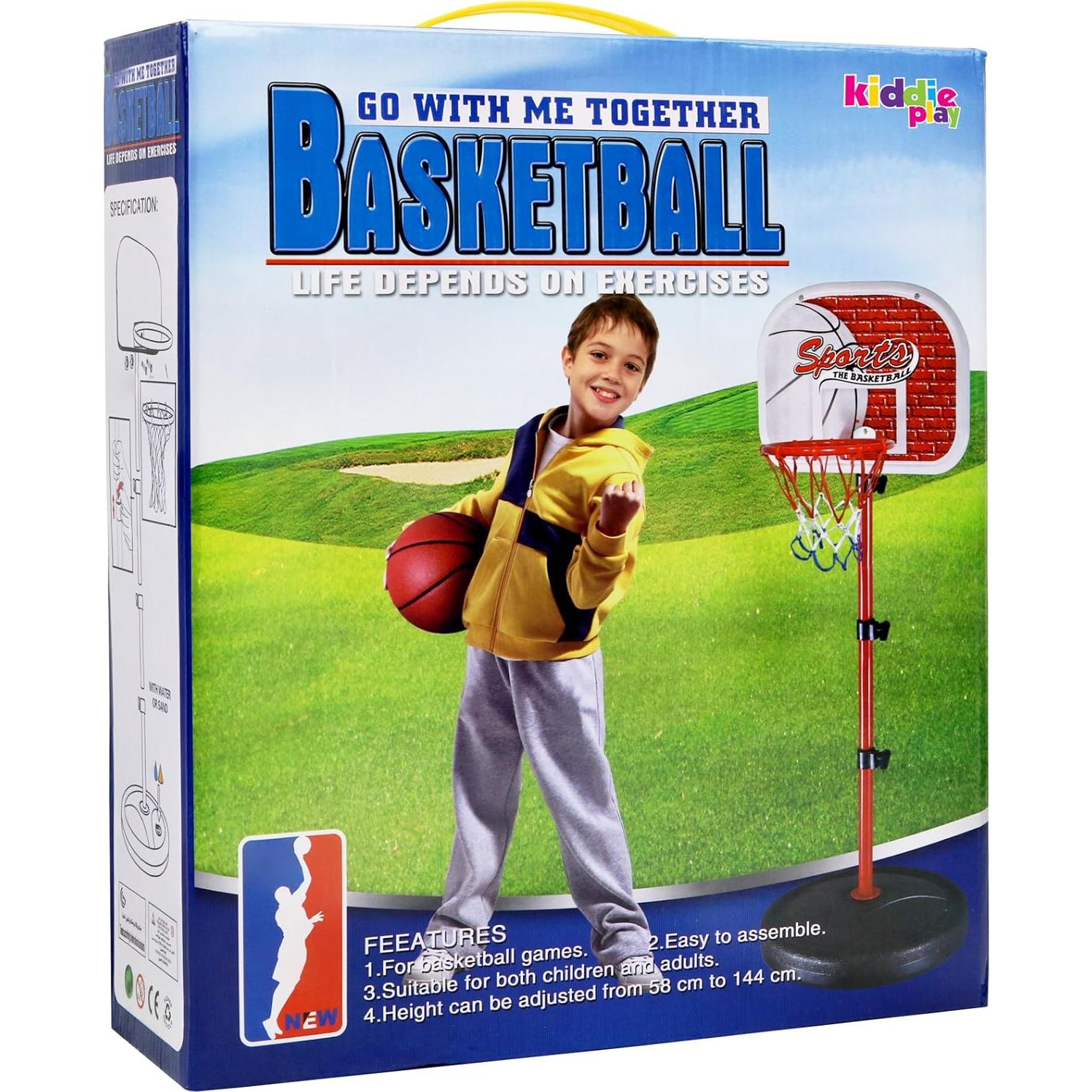 Aro de Baloncesto Kiddie Play Ajustable 0.61-1.22m con 3 Pelotas