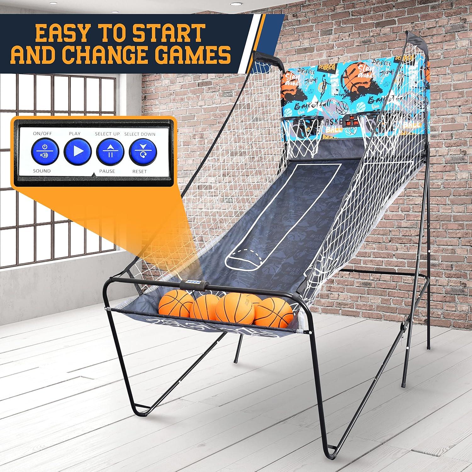 Juego de Baloncesto SereneLife SLBSKBG90 Doble Aro Plegable