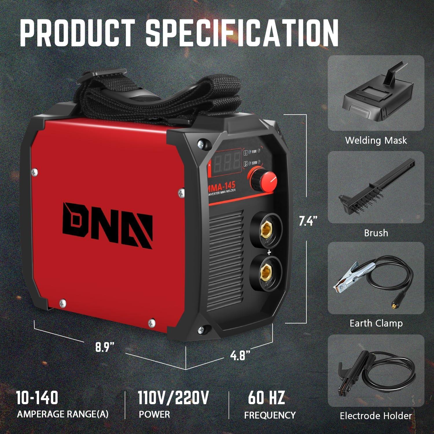 Soldador MMA Portátil DNA MOTORING 140A Pantalla LED