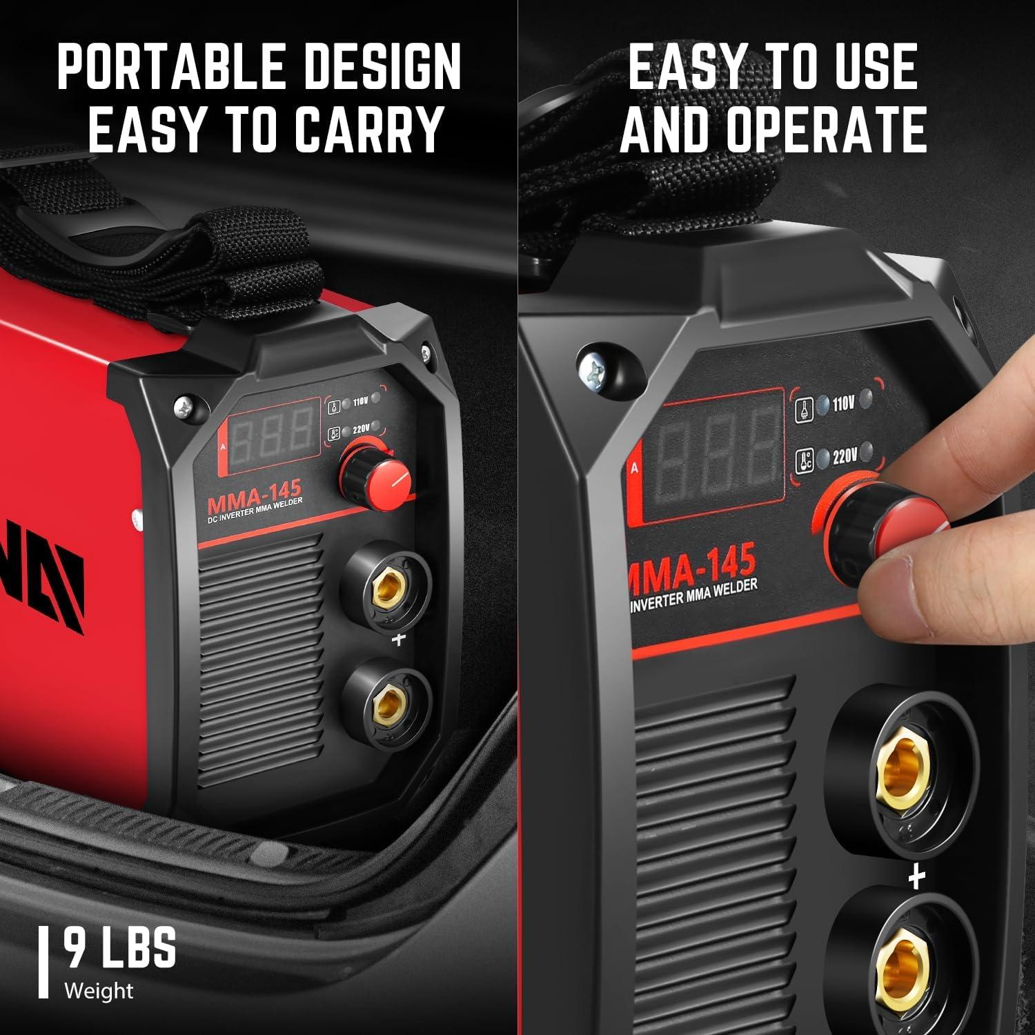 Soldador MMA Portátil DNA MOTORING 140A Pantalla LED