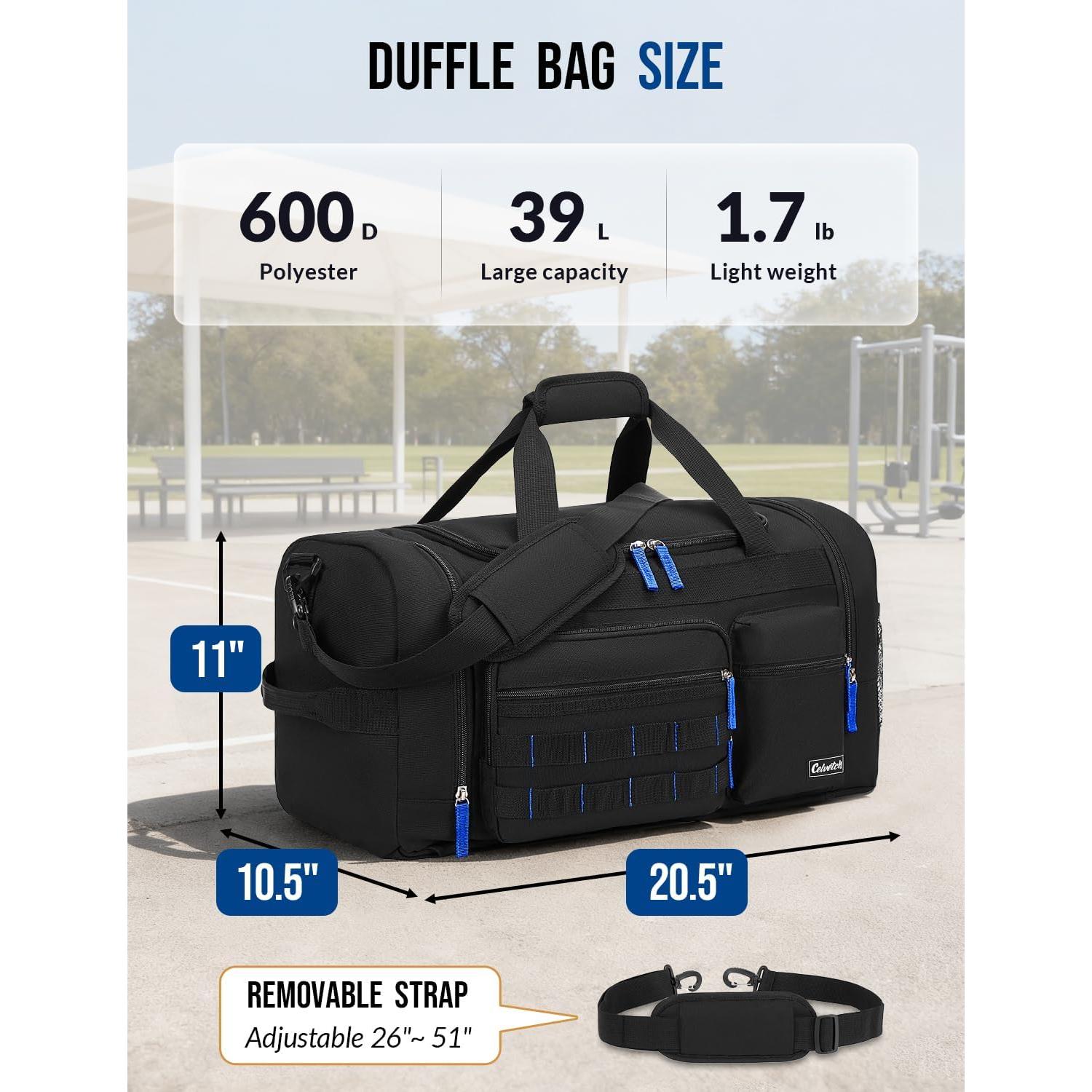 Bolsa de gimnasio Celvetch 39L con compartimento para zapatos - Negro